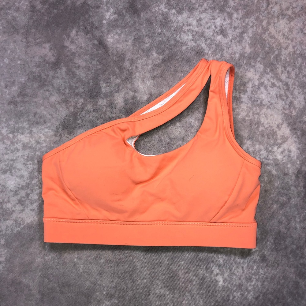 Fabletics Orange One Shoulder Cutout Sports Bra Asymmetrical Yoga Top